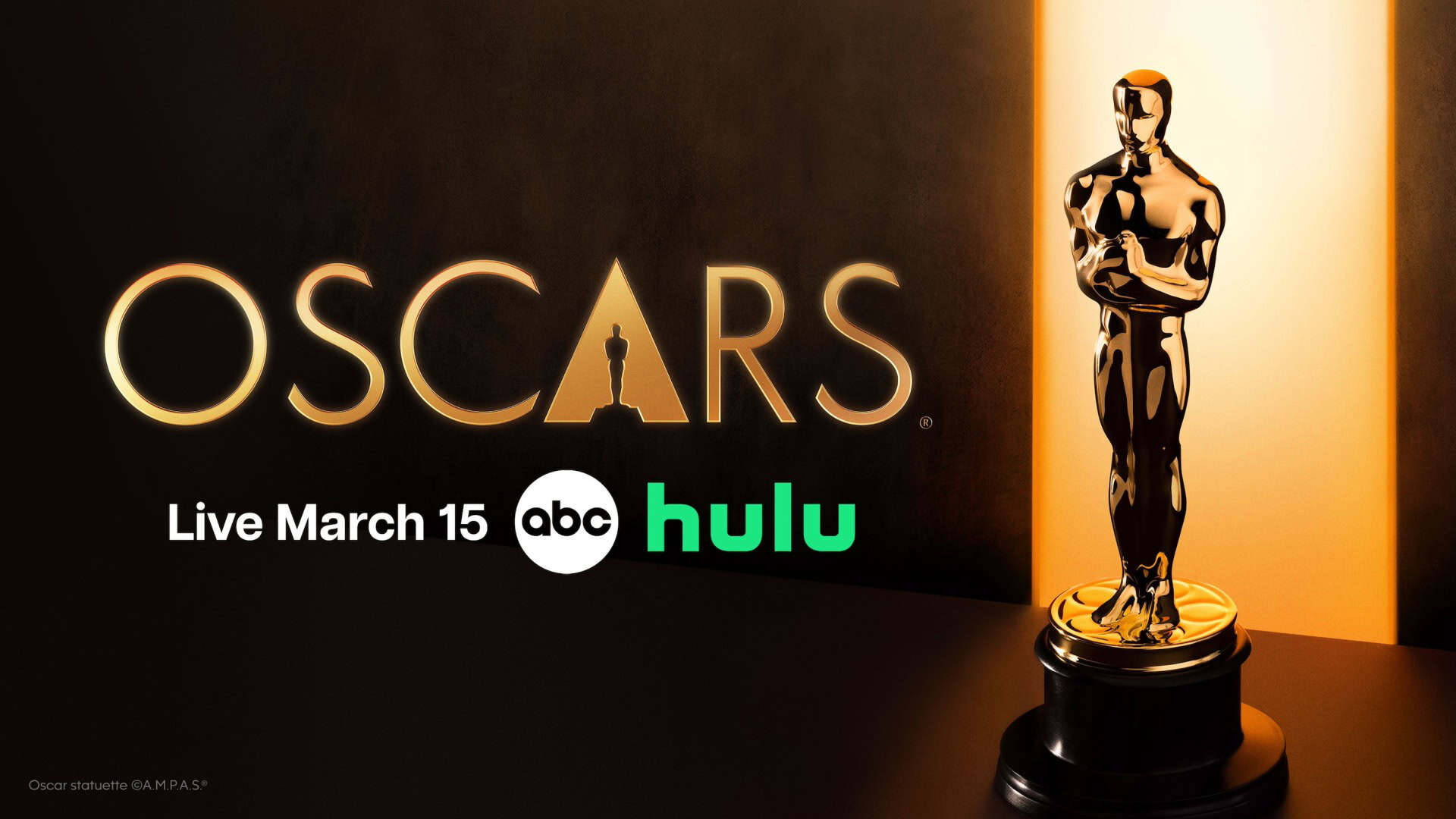 Logo for the 2026 Oscars with the golden statues