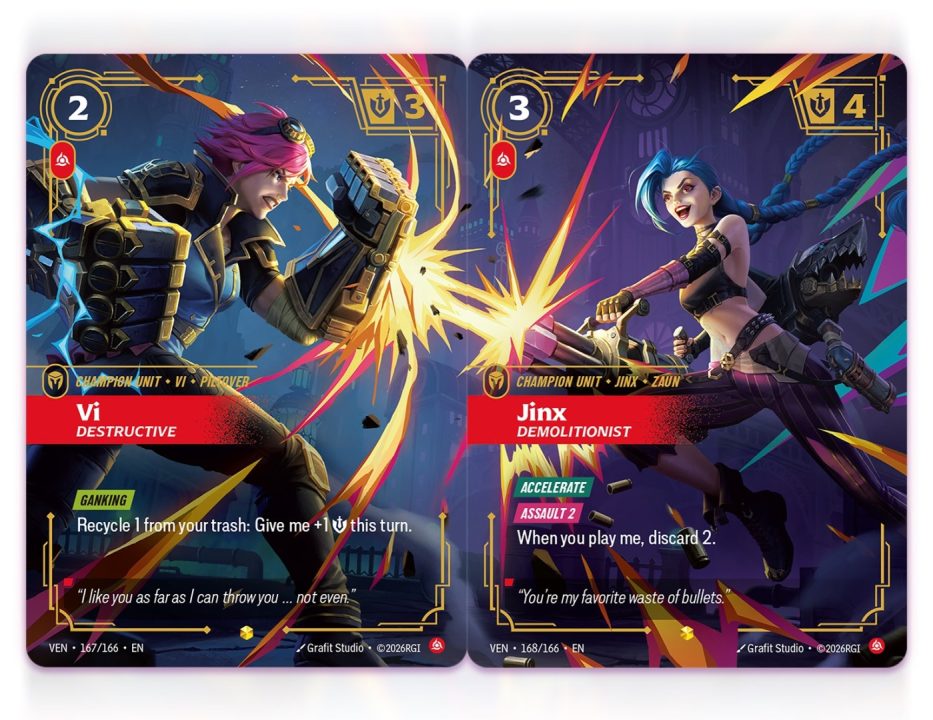 Riftbound-Cards Set 4 OVN Rivals-Vi_Jinx | The Outerhaven