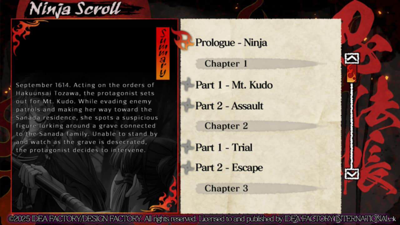 Homura Crimson warriors ninja scroll | The Outerhaven The Ninja Scroll display timeline for Homura: The Crimson Warriors