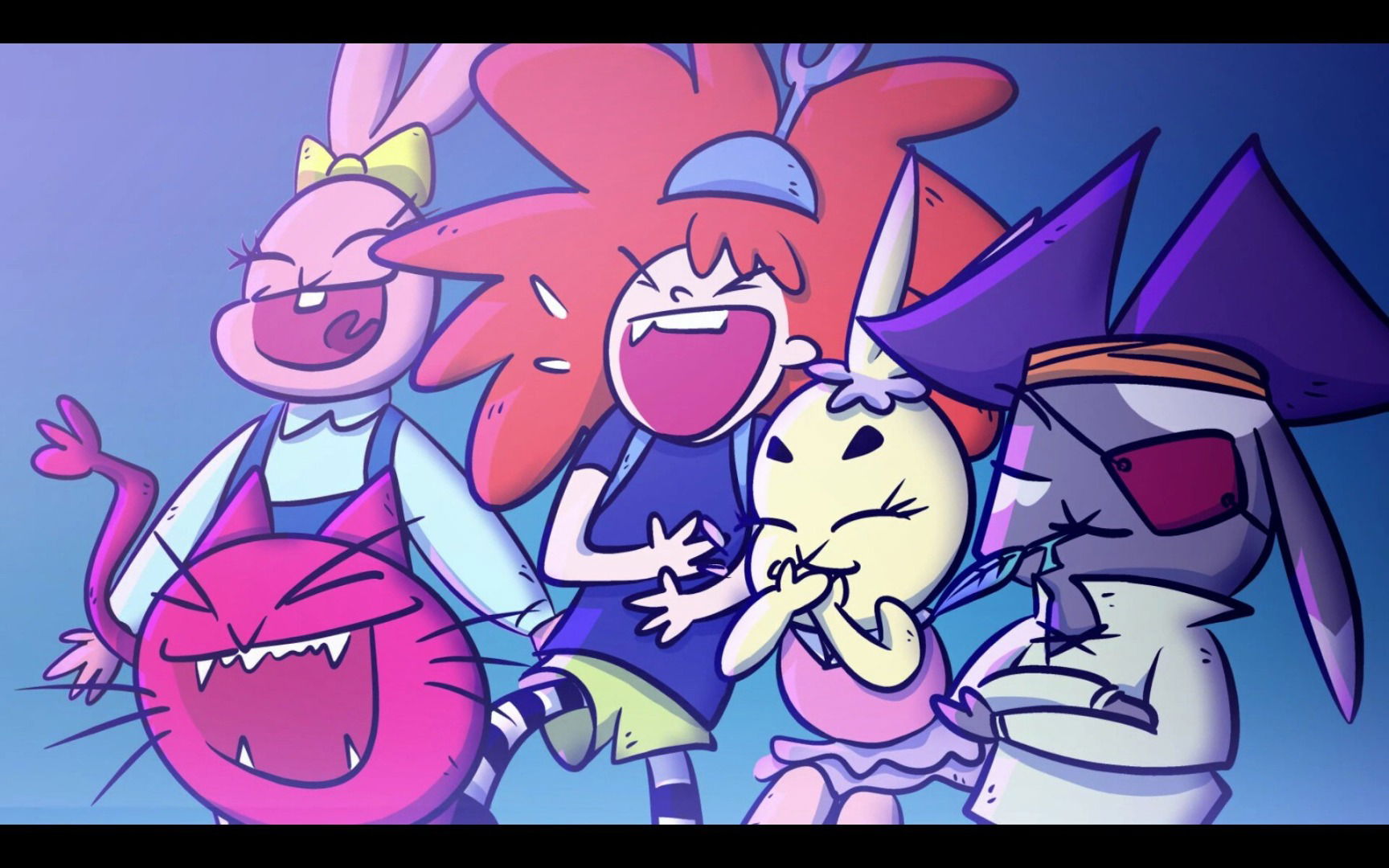 Apopia laugh reaction | The Outerhaven A screenshot of a laughing cinematic from Apopia: Sugar Coated Tale