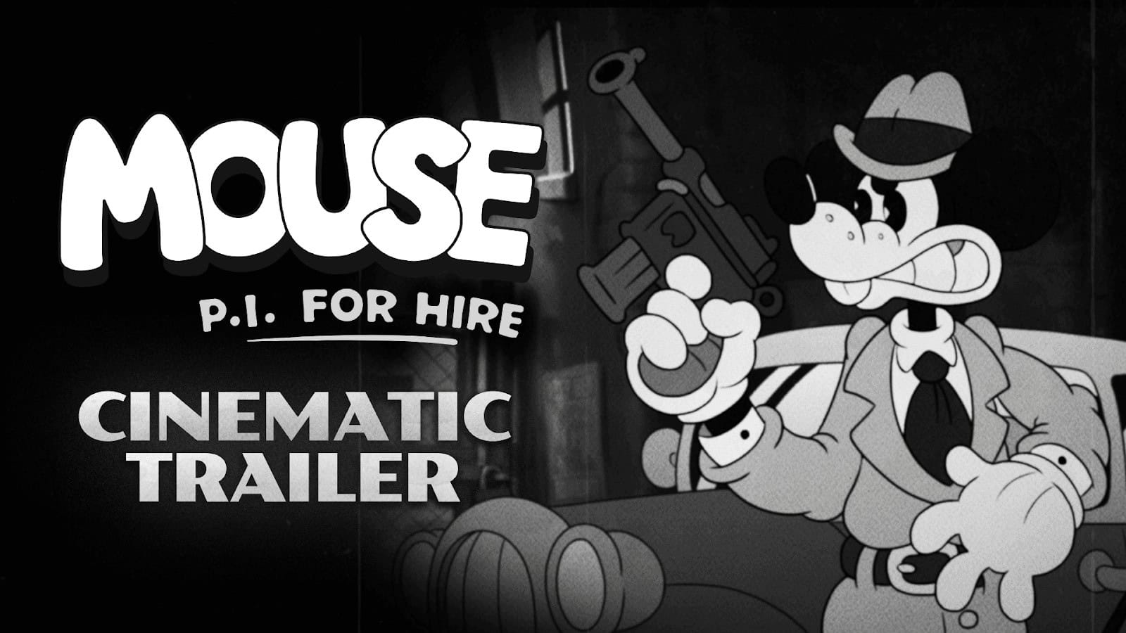 YouTube thumbnail for the cinematic trailer of MOUSE: P.I. For Hire