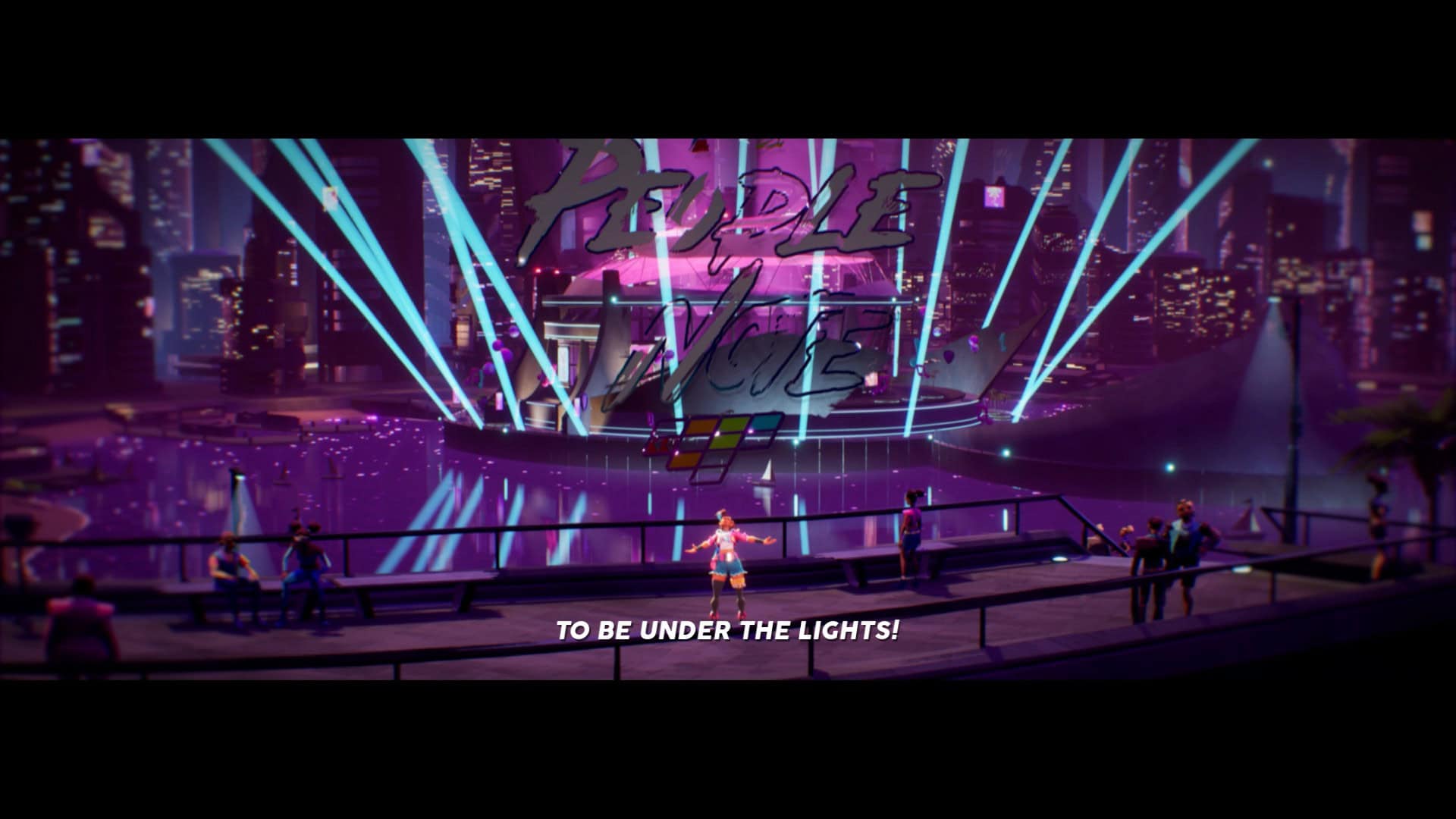 People of note under the lights | The Outerhaven A screenshot of the music video of On Tour from the game People of Note