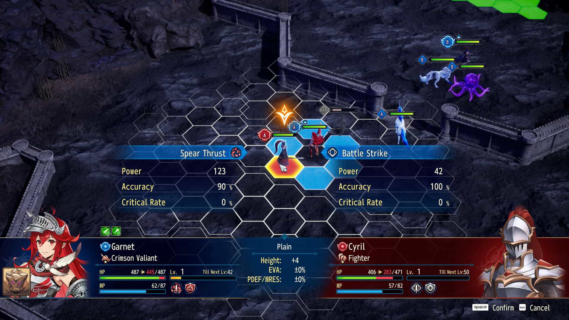 brigandine abyss combat | The Outerhaven combat confirmation screen for scarlet will team in BRIGANDINE ABYSS