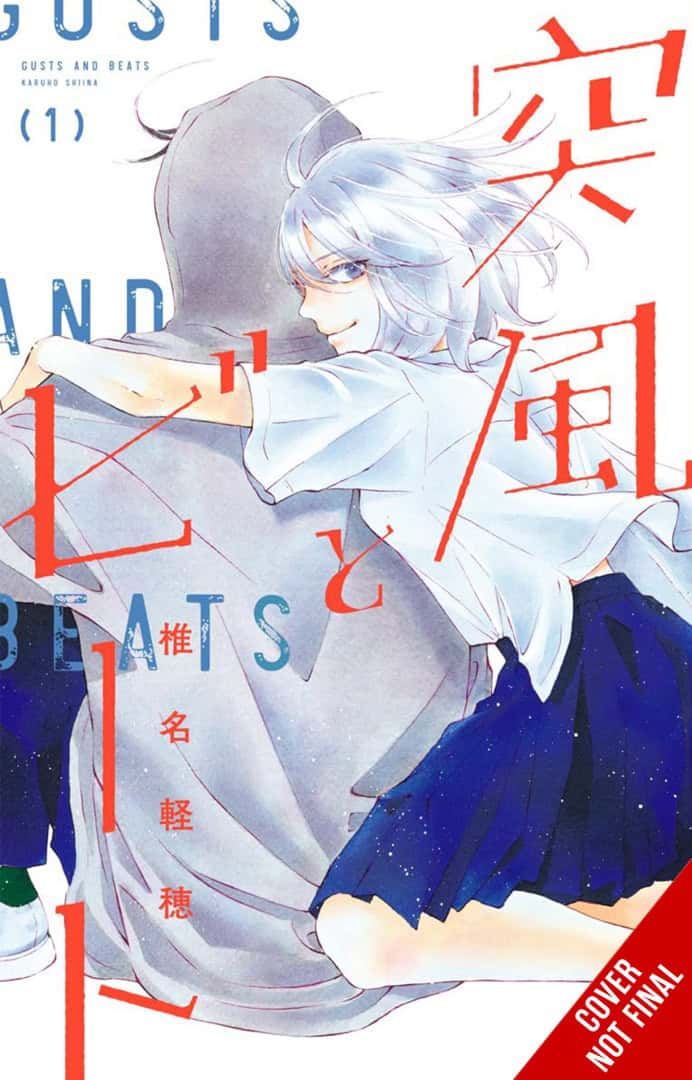 Gusts and Beats Vol 1 CNF | The Outerhaven Manga cover showing a girl with light blue hair leaning on a gray figure, red Japanese title text overlay, blue English words 'BEATS', and a diagonal red 'NOT FINAL' corner label