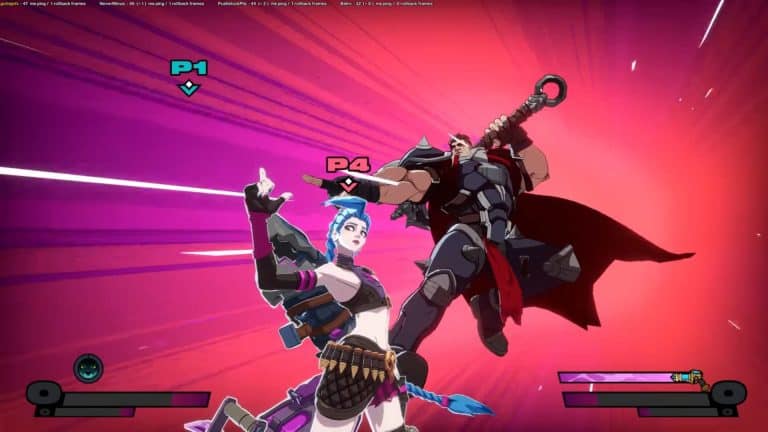 How to Teamfight _ New Fuse Season 2 - 2XKO Dev Update 0-9 screenshot | The Outerhaven Two stylized fighters clash in a neon pink battle scene, an armored man with a chained weapon attacking a blue-haired woman; health bars at screen bottom.