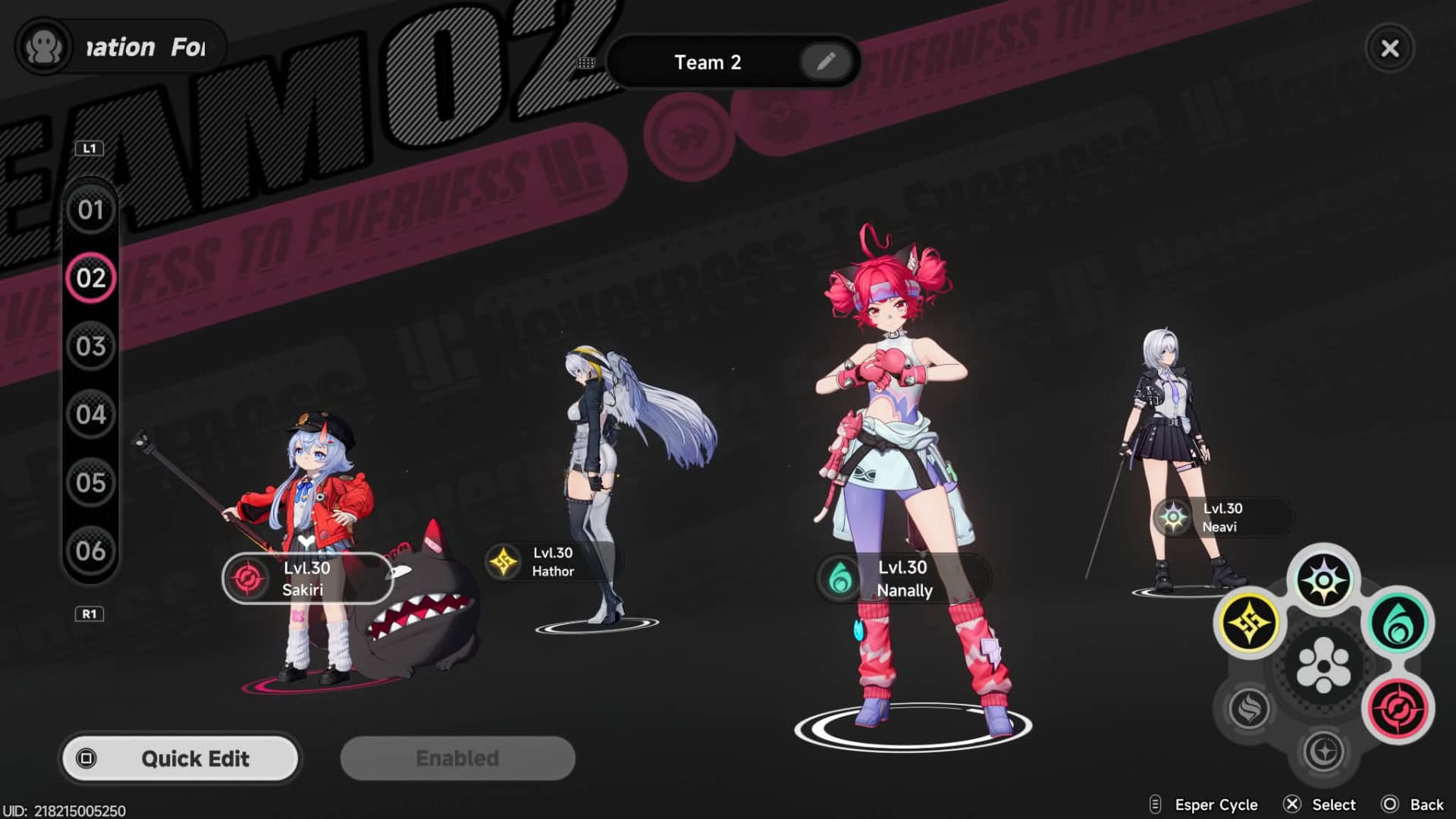 Neverness To Everness Team Setup | The Outerhaven Team Setup Screen for Neverness To Everness