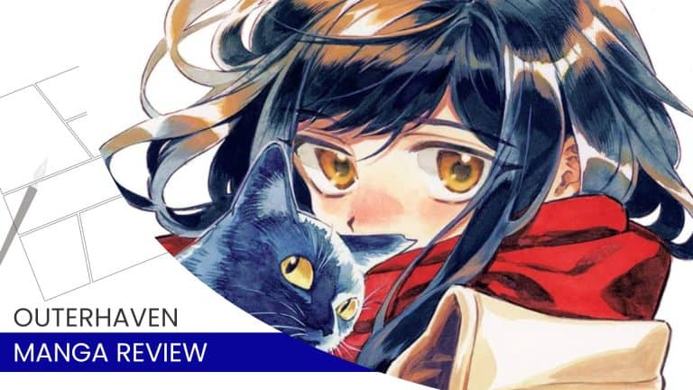 cat life balance | The Outerhaven Anime-style girl with a blue cat and red scarf; used as the hero image for OuterHaven Manga Review branding.