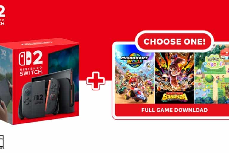 nintendo_switch_2_choose_game_bundle | The Outerhaven Red promotional banner with a Nintendo Switch box on the left and a white-on-red 'CHOOSE ONE!' panel featuring game covers, plus 'FULL GAME DOWNLOAD' text on the bottom right field.