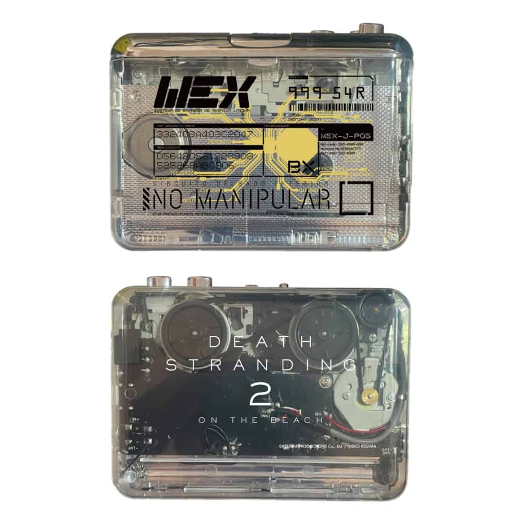 0001 | The Outerhaven Two transparent handheld devices stacked vertically, exposing circuits; bottom one reads 'DEATH STRANDING 2 ON THE BEACH'