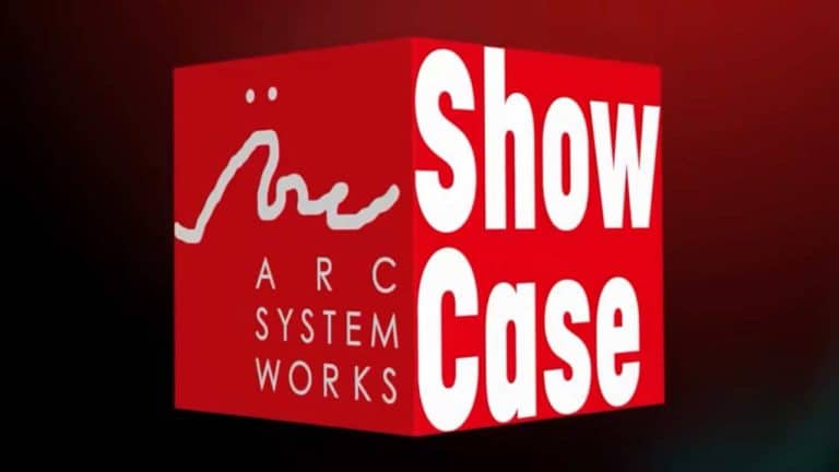 ARC SYSTEM WORKS Showcase 2026 _ 2026625 10-1 screenshot | The Outerhaven Red 3D cube logo with large white text 'Show Case' on the right and 'Arc System Works' on the left face