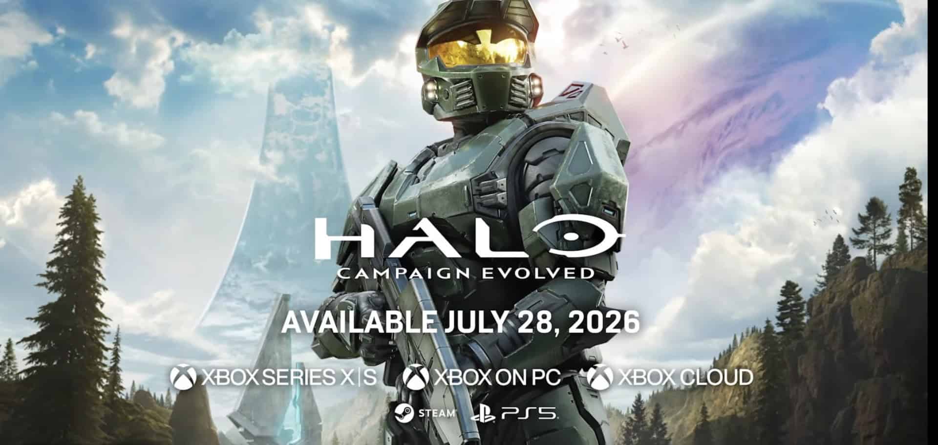 HKOh2IxakAAi7Ss | The Outerhaven Promotional banner for Halo: Campaign Evolved featuring a Spartan in armor with release date July 28, 2026.
