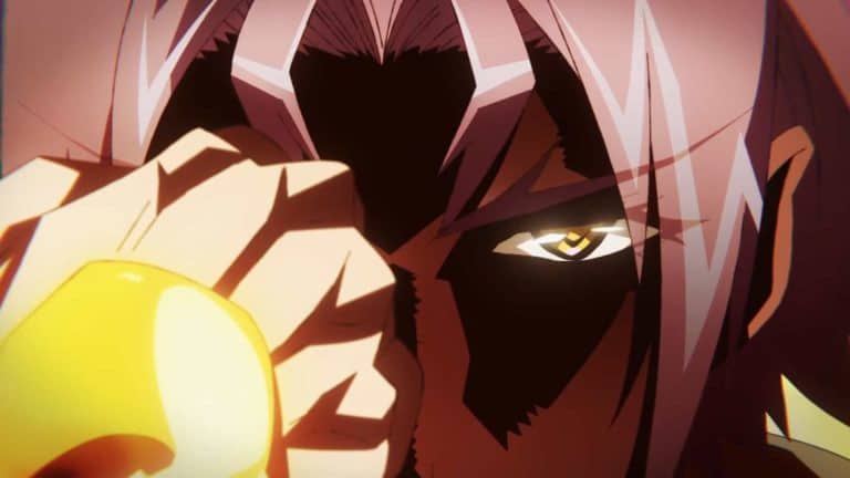Is half-power too much power__半分の力でも強すぎるというのか 0-17 screenshot | The Outerhaven Close-up of a stylized anime character delivering a punch, with a yellow-gloved fist in the foreground and a fierce eye in the background.
