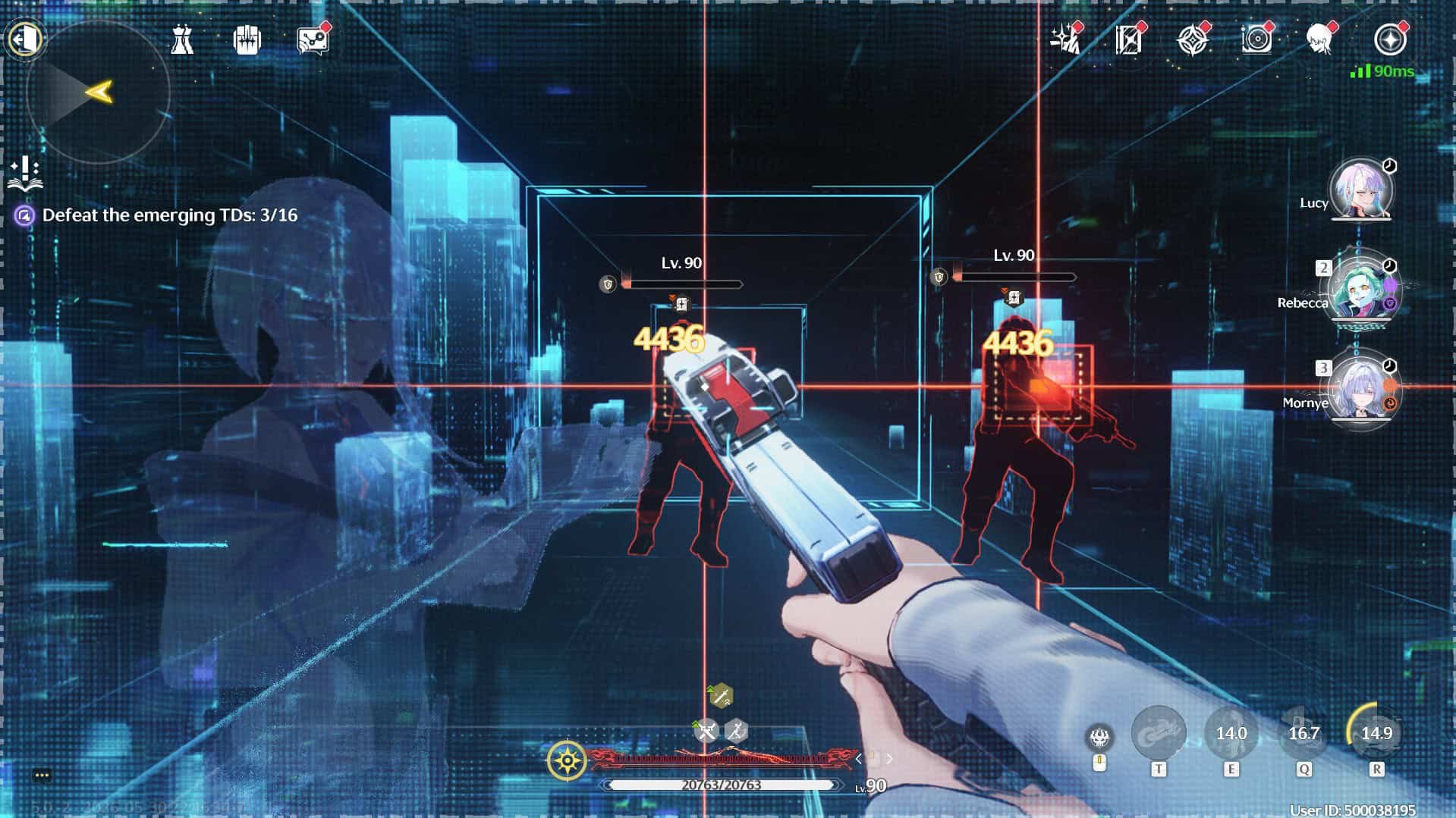 Wuthering Waves cyberpunk edgerunners rebecca | The Outerhaven Screenshot from first person mode while using Rebecca in the Wuthering Waves x Cyberpunk: Edgerunners collaboration