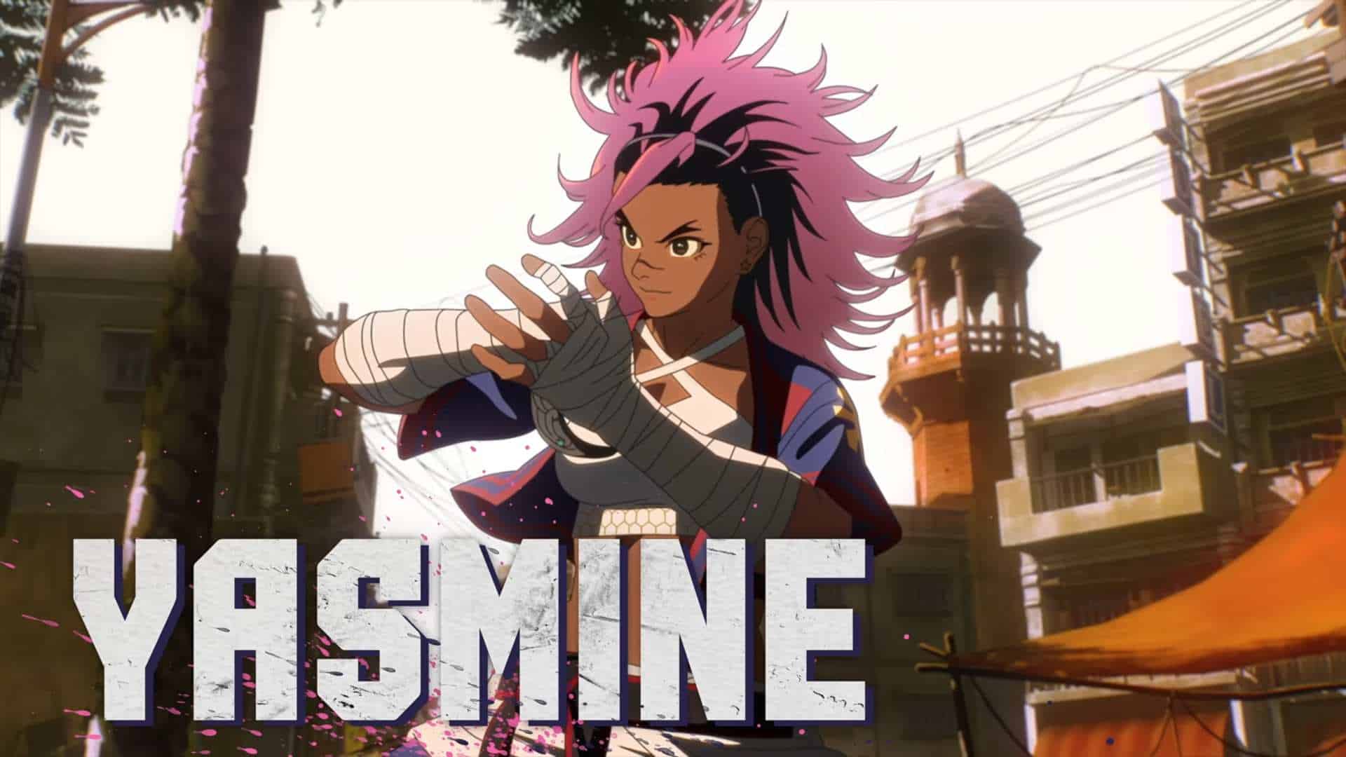 Street Fighter 6 - Year 4 Character Reveal Trailer feat Tifa FINAL FANTASY VII Remake Series 0-21 screenshot | The Outerhaven Anime-style female martial artist with pink spiky hair and wrapped fists, striking a pose in a sunlit urban street. Large bold title text overlays the bottom of the scene.