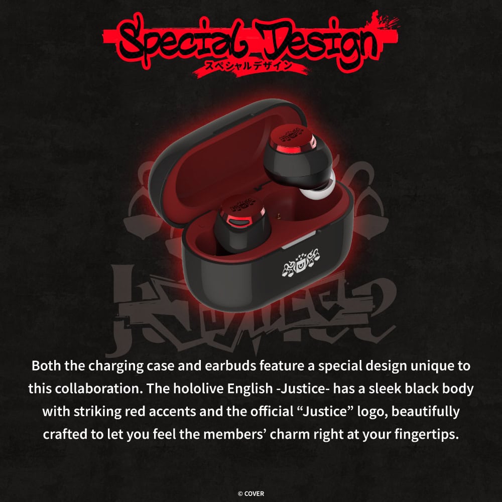 TE-V1R-HE4_carousel_04_1000x1000 | The Outerhaven Red-and-black wireless earbuds in a matching charging case, opened to reveal the in-ear buds against a dark background with a red glow.