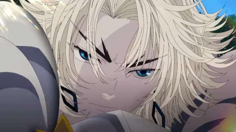 The Exiled Heavy Knight Knows How to Game the System | The Outerhaven Close-up of an anime character with tousled blond hair and blue eyes, wearing armor, looking fiercely forward in a battle-ready pose.