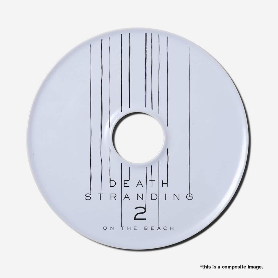parco_kojipro_goods_ppl_ds201_img | The Outerhaven Light blue CD with vertical barcode lines and the title Death Stranding 2 On The Beach.