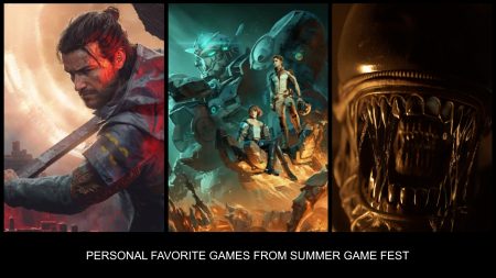 personal favorite games from summer game fest 2026 | The Outerhaven Triptych banner featuring three game scenes: a man with a sword in a fiery city, a blue mecha with pilots, and a close-up of a dark alien skull.