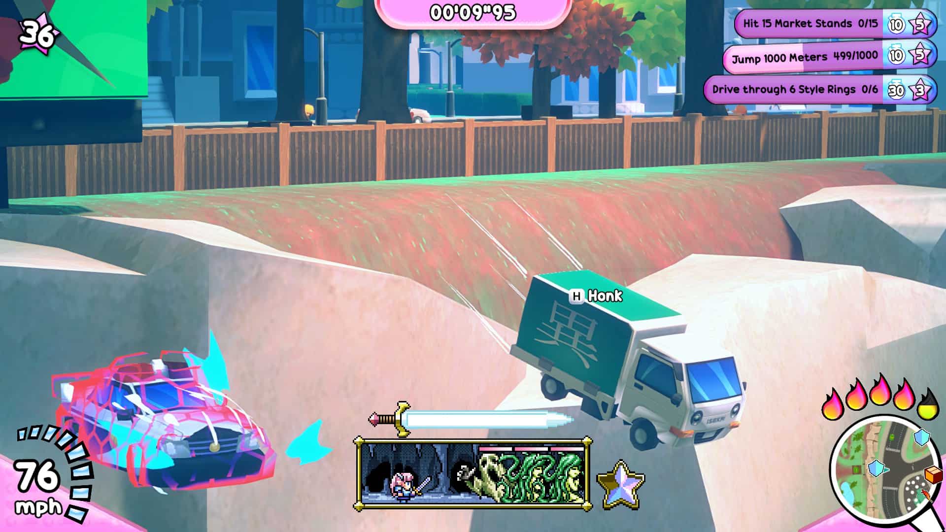 truck kun jumping with a police car | The Outerhaven A police car chasing Truck-kun as he makes a jump in Truck-Kun is Supporting me from Another World?!