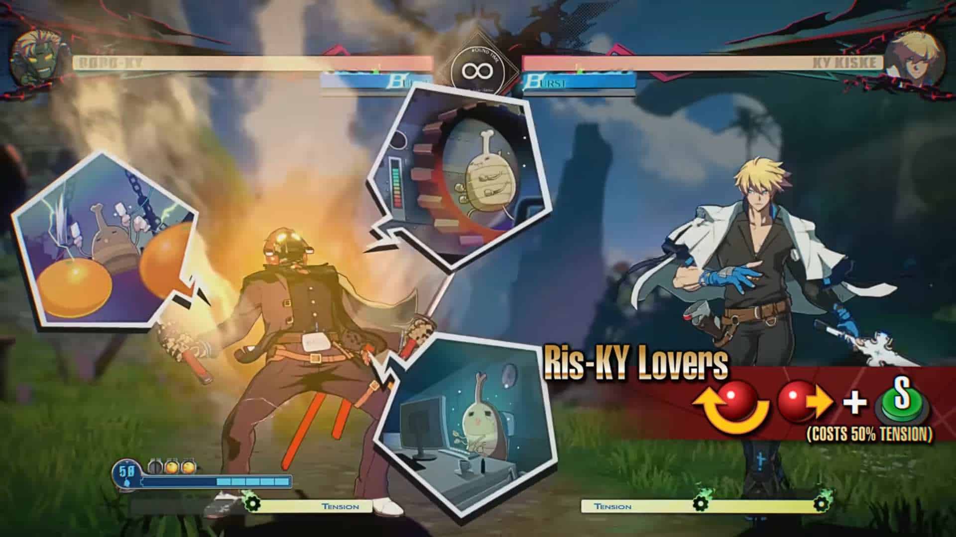 Guilty Gear -Strive- Starter Guide - Robo-Ky 3-57 screenshot | The Outerhaven Robo-Ky battle screenshot in Guilty Gear Strive