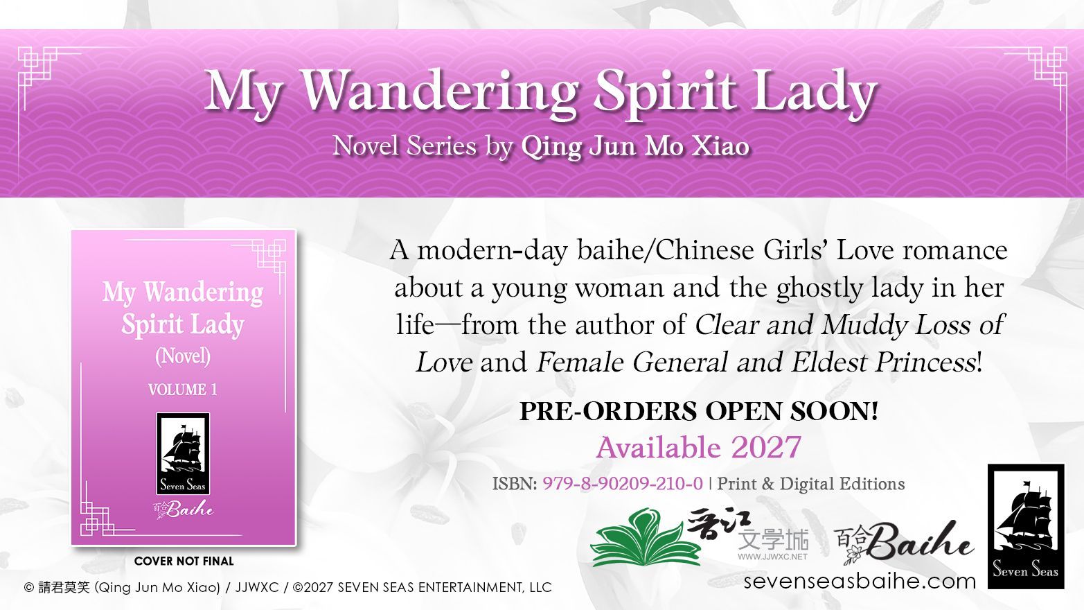My Wandering Spirit Lady | The Outerhaven Promotional banner for the novel 'My Wandering Spirit Lady' with pink header and book cover on the left.