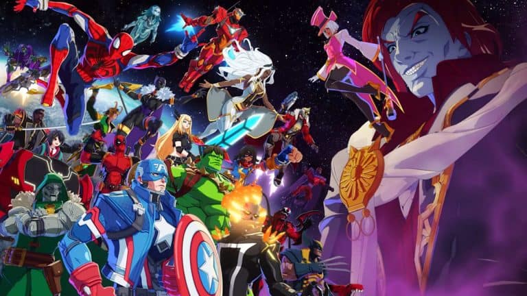 Marvel Tōkon_ Fighting Souls - Opening Movie _ PS5 PC Games 1-29 screenshot | The Outerhaven Group of colorful superheroes charging into battle in a cosmic space scene.