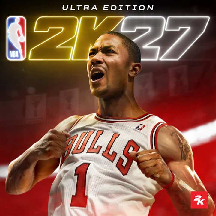 NBA 2K27 Ultra Edition | The Outerhaven NBA 2K23 Ultra Edition cover featuring a Chicago Bulls player in a white jersey with fists raised and shouting, the large 2K23 text behind him, NBA logo on the left.