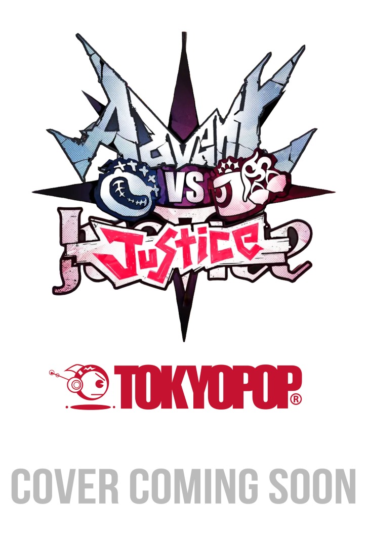 advent v justice | The Outerhaven Promotional manga cover teaser with a graffiti-style 'VS' and 'Justice', TOKYOPOP logo, and 'Cover Coming Soon' text.