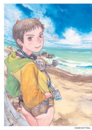 tsiborotw-cover | The Outerhaven Young person in a yellow hoodie with a green backpack and a camera around the neck on a sunny beach, looking over their shoulder.