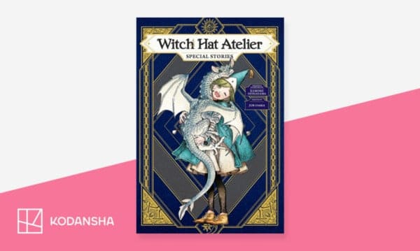 witch-hat-atelier-special-storie | The Outerhaven Book cover: Witch Hat Atelier Special Stories, published by Kodansha, featuring a girl in a teal outfit with a hat and a dragon/creature in a decorative blue-gold frame.