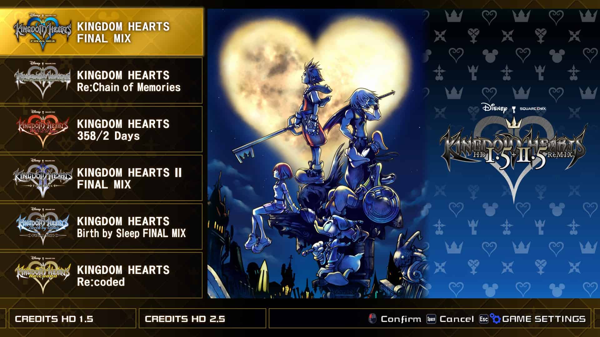 kingdom hearts home screen | The Outerhaven Main home screen from the KINGDOM HEARTS HD 1.5 + 2.5 Remix Collection