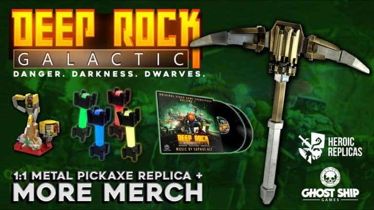 Deep Rock Galactic Pickaxe and Merch