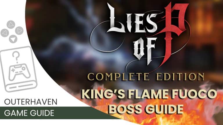 KING FLAME | The Outerhaven Promotional game guide cover with fiery background and bold, ornate typography reading 'Complete Edition' and 'Boss Guide'.