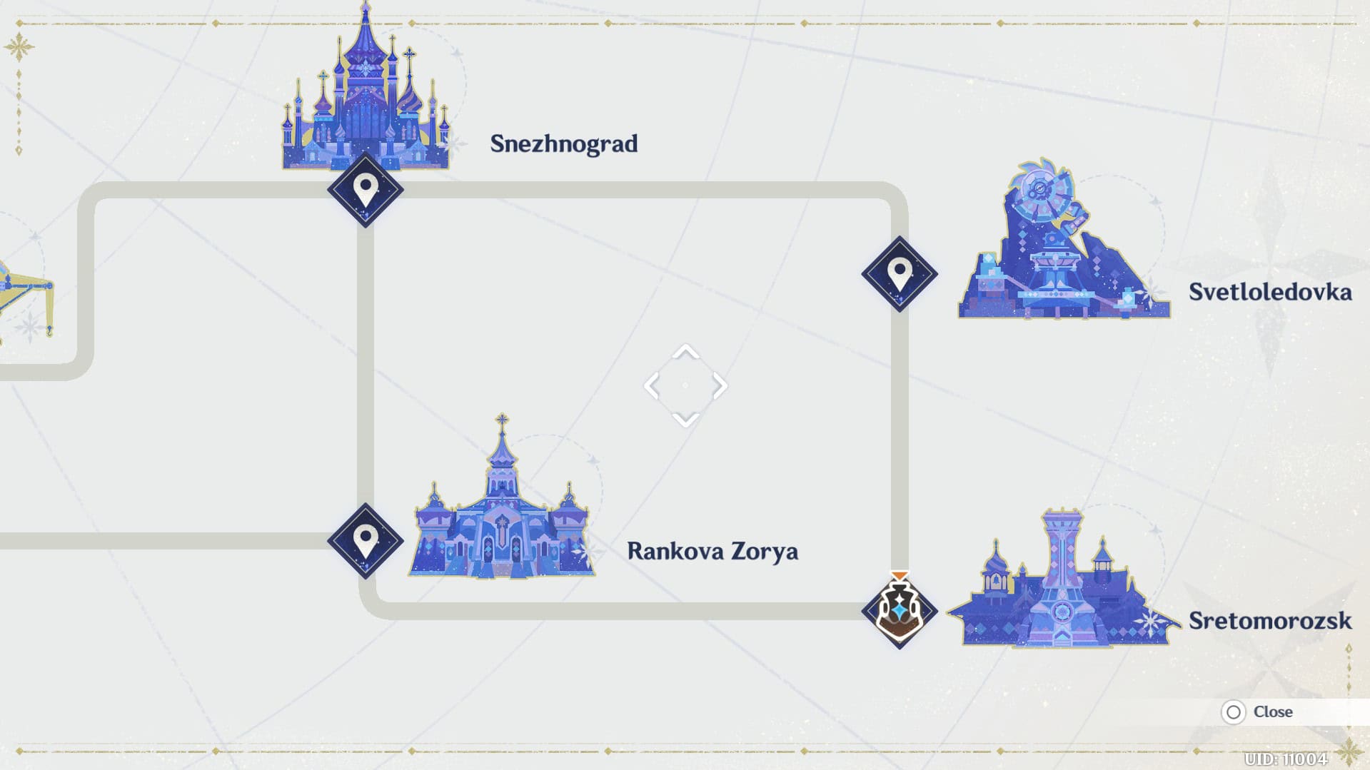 genshin impact train choices | The Outerhaven A screenshot of the train choices that are available to you in Snezhnaya for Genshin Impact