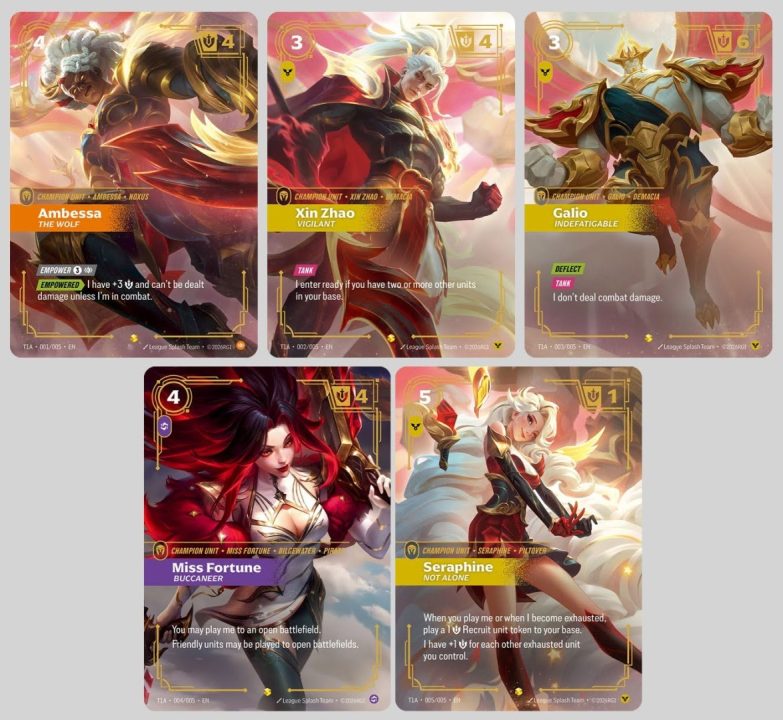 T1Cards-Layout | The Outerhaven Card of Ambessa the Wolf from the Champion Unit set, dynamic battle pose with orange-yellow accents.