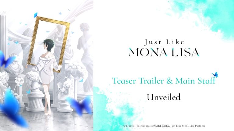 Teaser Revealed | The Outerhaven Girl in a white outfit holding a large ornate frame among marble statues in a gallery, blue butterflies around.