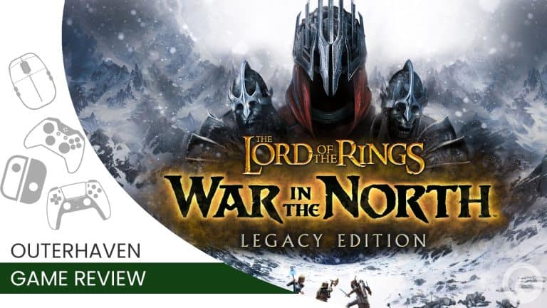 Lord Of The Rings: War In The North | The Outerhaven Cover art for The Lord of the Rings: War in the North – Legacy Edition, with armored figures in a snowy, mountainous battlefield.