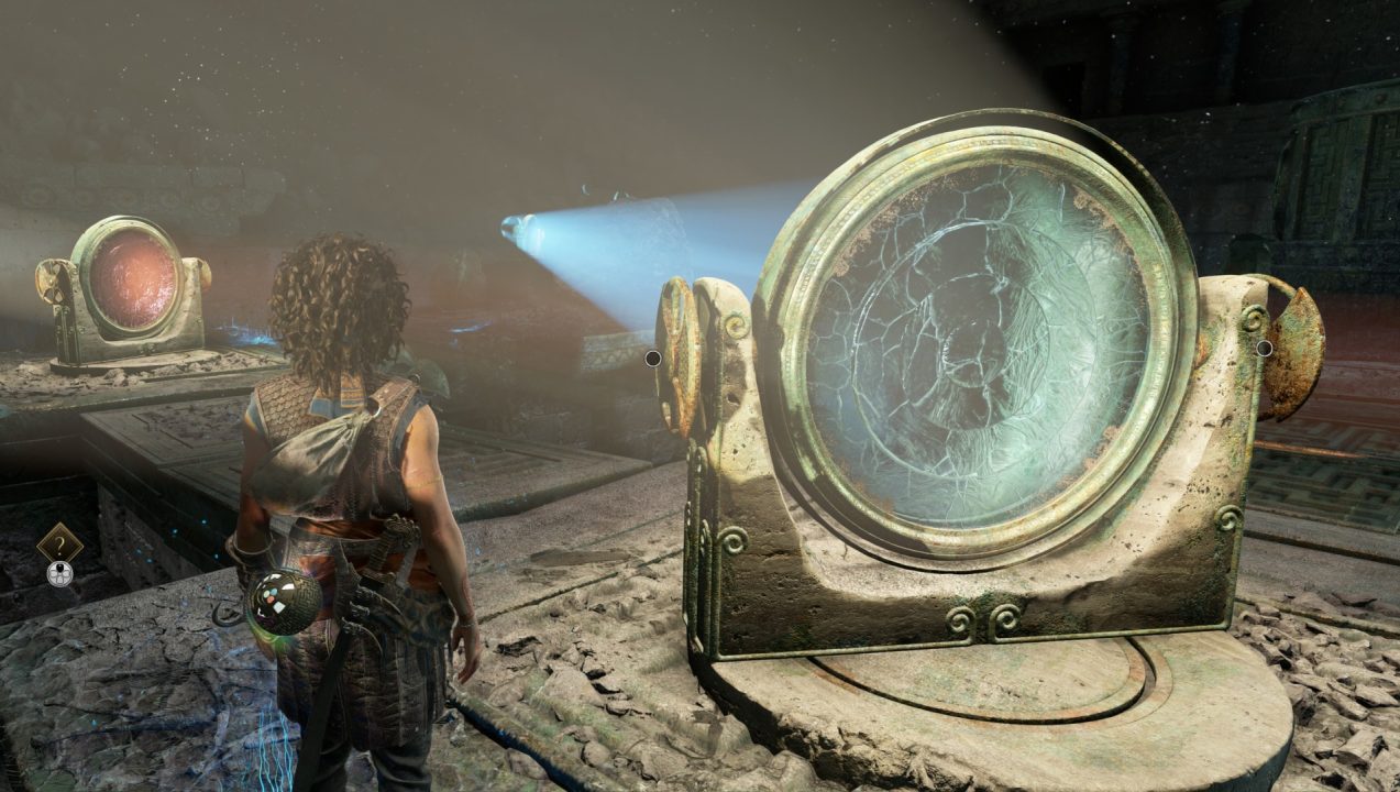 blue 1 | The Outerhaven Blue light aimed toward the mirror near the large rock.