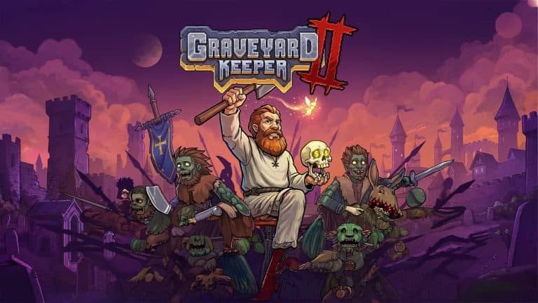 graveyard2-thumb | The Outerhaven Cartoon game cover: bearded man in white robes sits on a chair, wielding a mallet and skull, surrounded by zombies in a spooky graveyard.