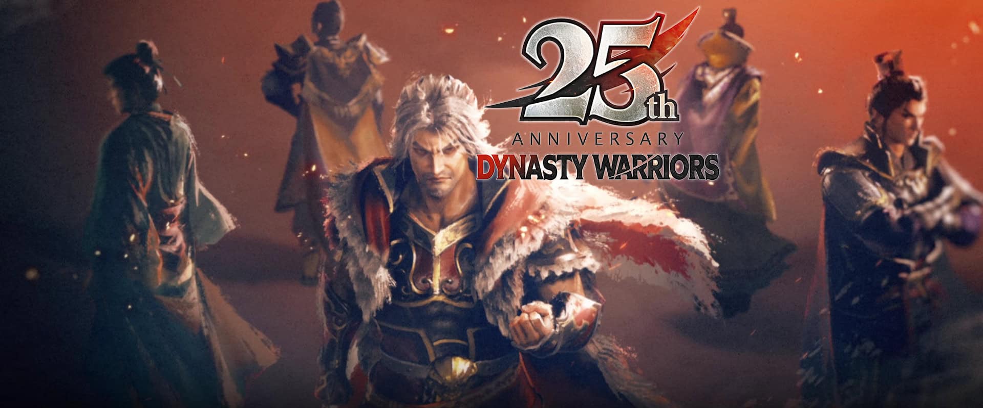 Dynasty Warriors: Origins screenshot with the 25th anniversary logo overlaid