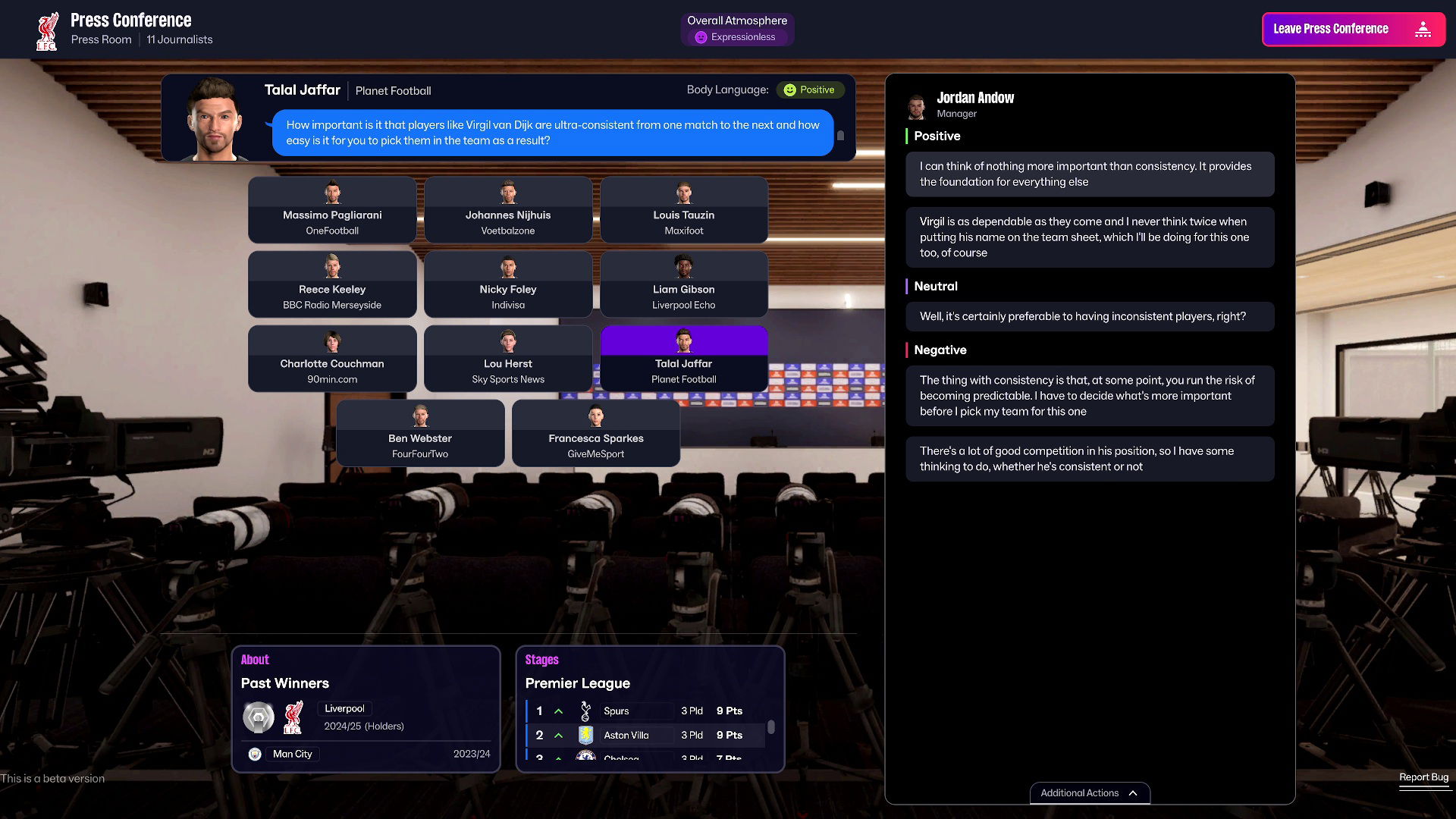 Football Manager 26 Press Conference