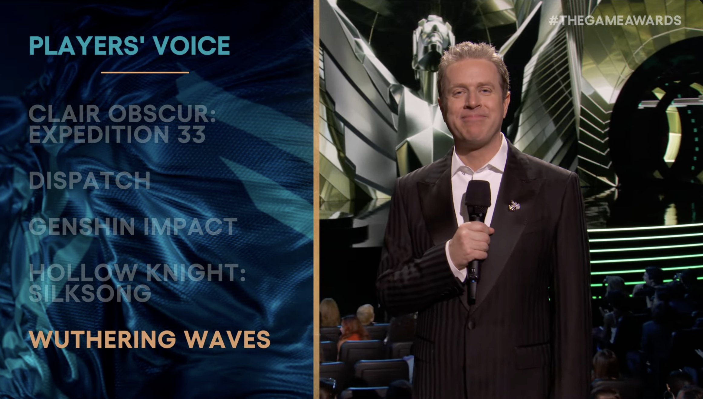 Image of the Game Awards with Wuthering Waves winning Player's Voice Award