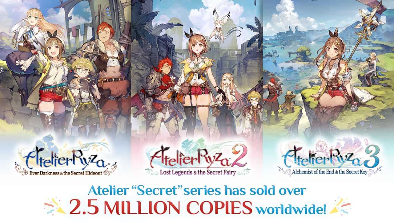Graphic of Koei Tecmo thanking fans for selling 2.5 million copies of Atelier Ryza Secret Series worldwide.