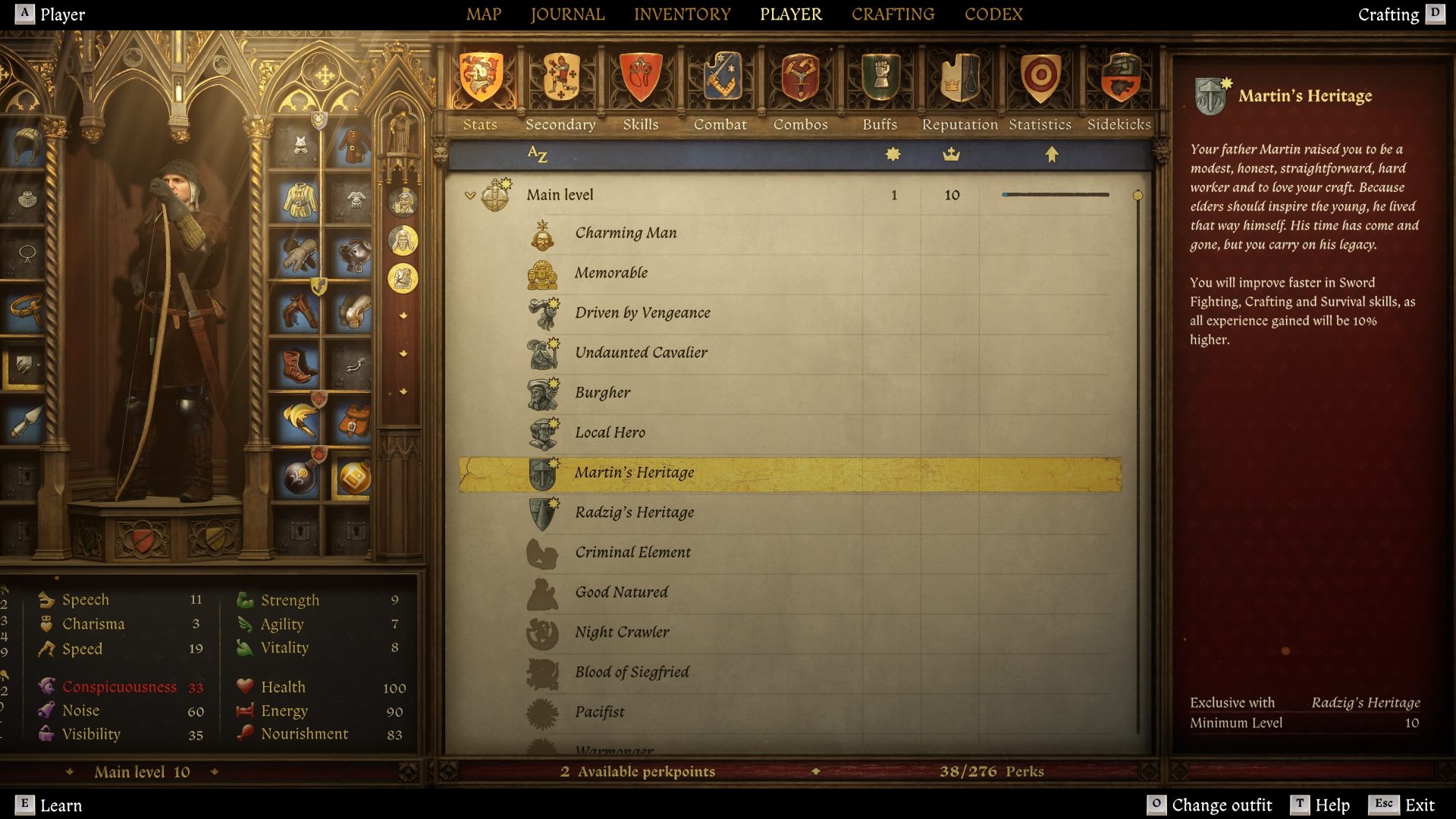 Kingdom Come Deliverance II Skills Menu