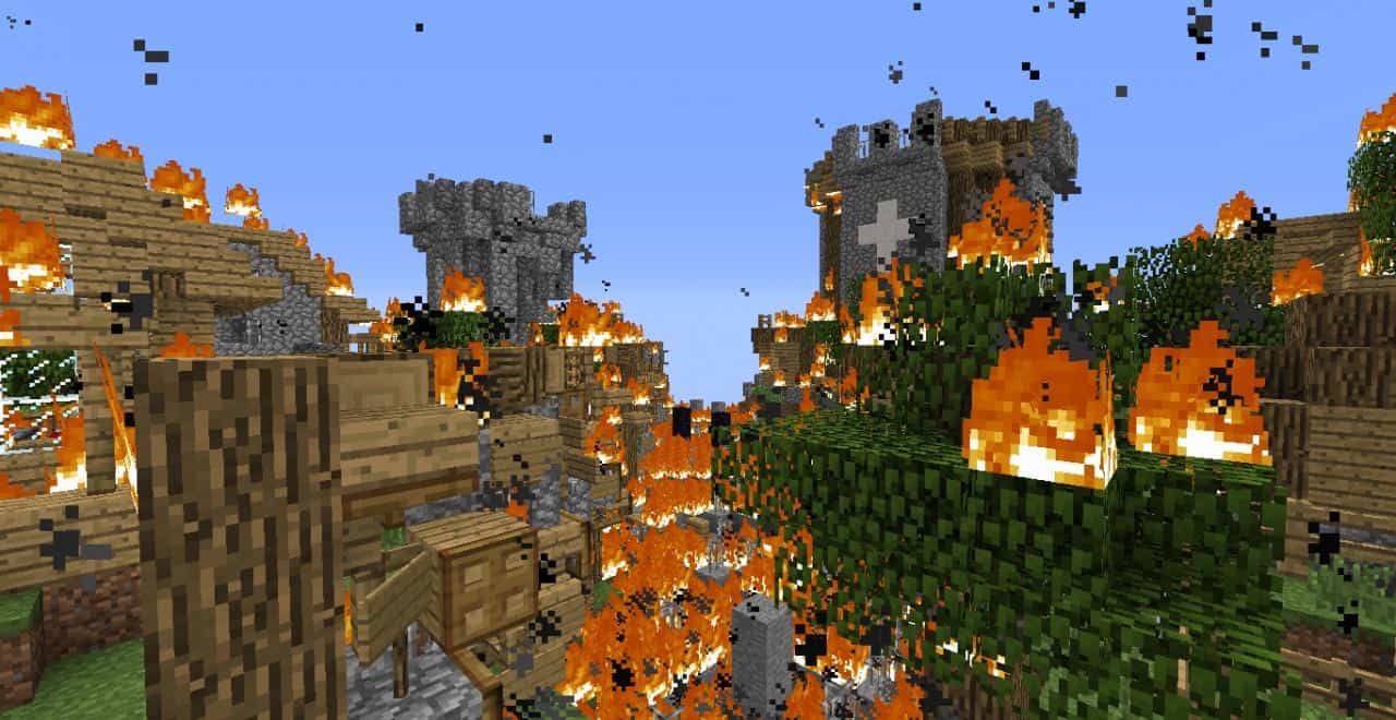 Minecraft Lava spill | The Outerhaven Lava Burning a Village down