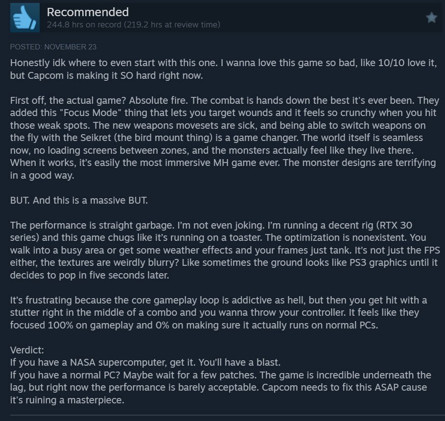 Monster Hunter Wilds Steam Review