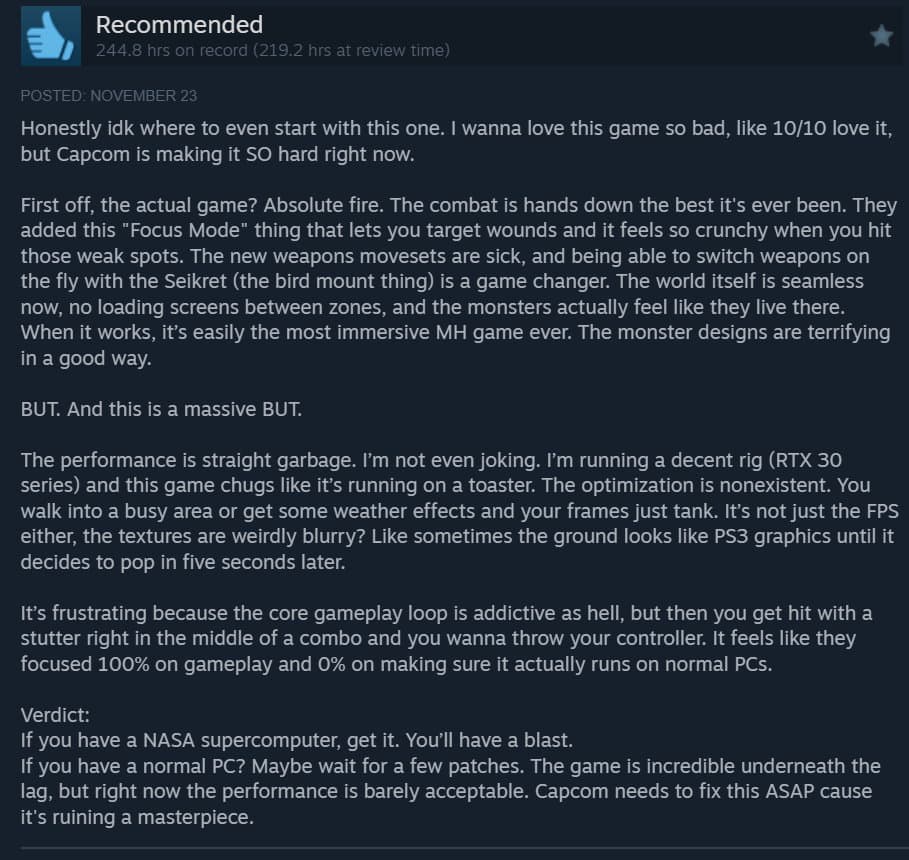 Monster Hunter Wilds Steam Review | The Outerhaven Monster Hunter Wilds Steam Review