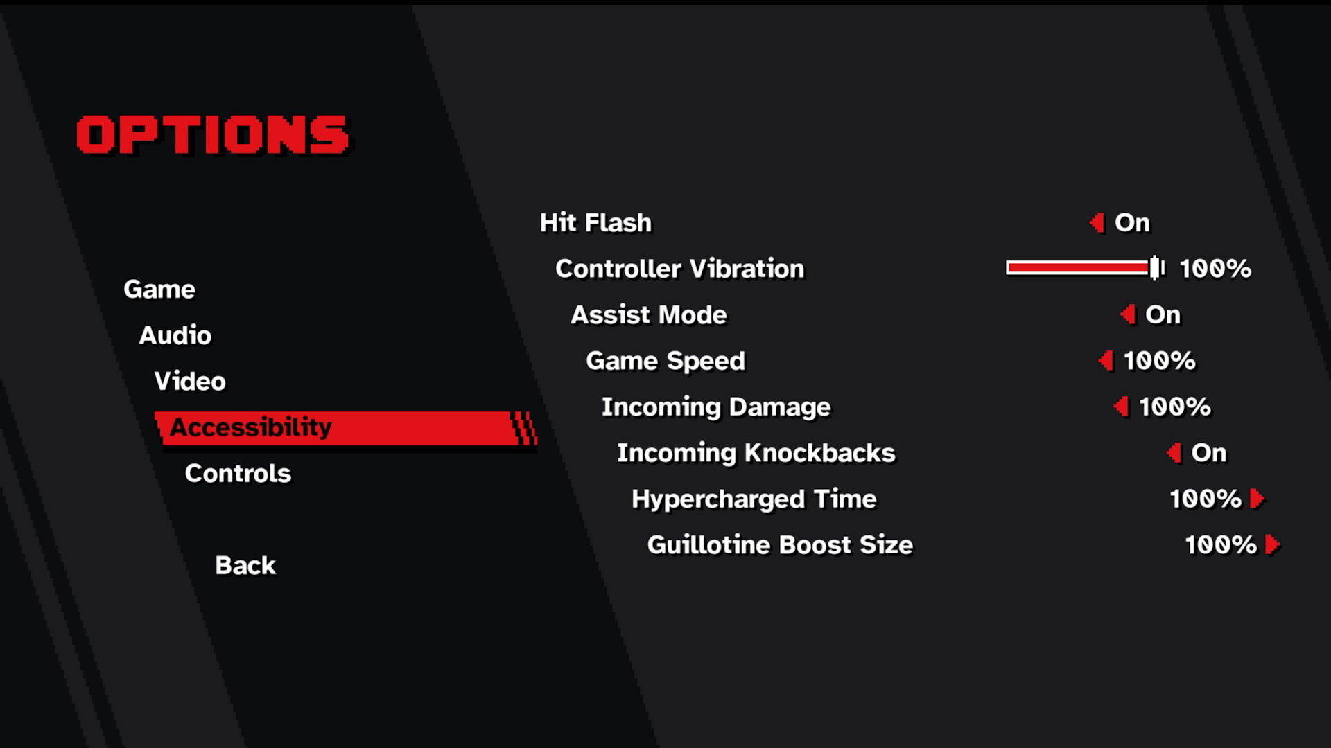 Ninja Gaiden Ragebound - Accessibility options