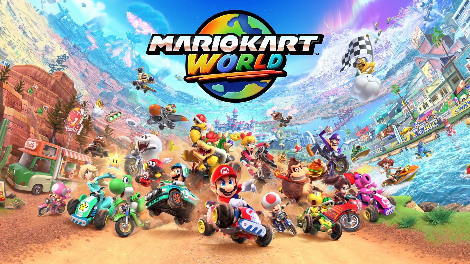 Super Mario Kart World Header Image | The Outerhaven Super Mario Kart World Header Image, Nintendo Switch 2, Mario Kart World