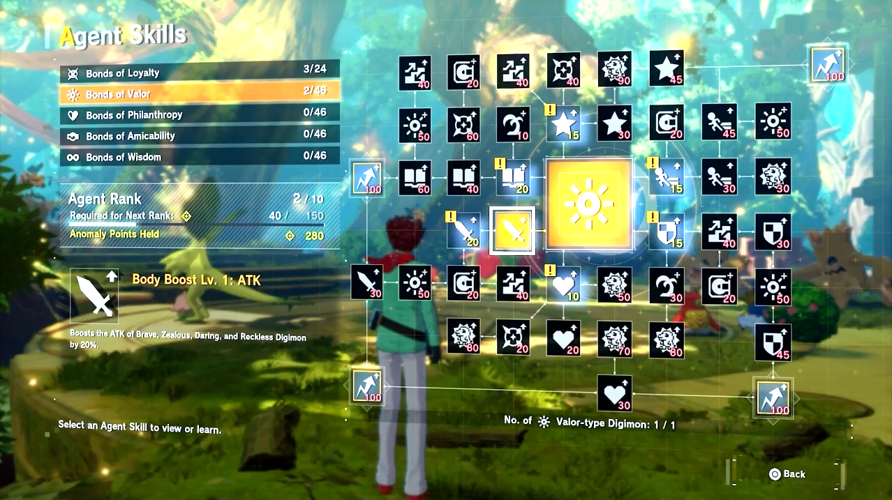 Digimon Story Time Stranger Agent Skills screen